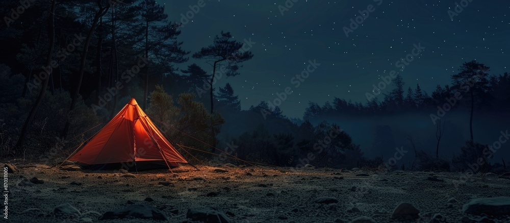 Aufkleber travel product backdrop, camping tent. copy space image. place for adding text or design