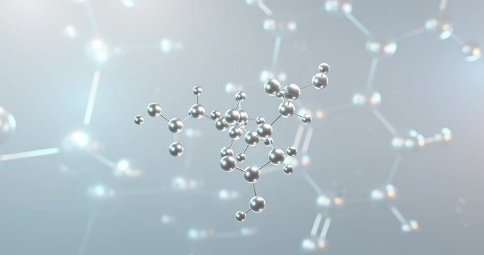 Ethylenediaminetetraacetic acid rotating 3d molecule, molecular structure of aminopolycarboxylic acid, seamless video