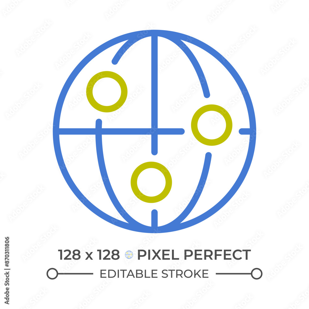 Poster global connection two color line icon. digital worldwide network. internet of things. technology wor