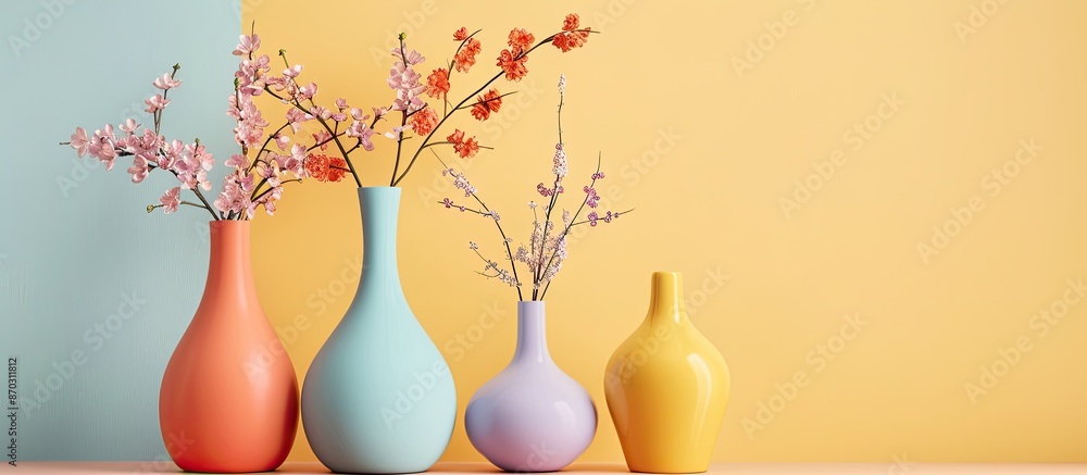 Aufkleber Beautiful vases on color background. with copy space image. Place for adding text or design