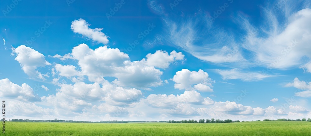Aufkleber copy space image of a serene nature backdrop with blue skies and fluffy white clouds in a horizontal
