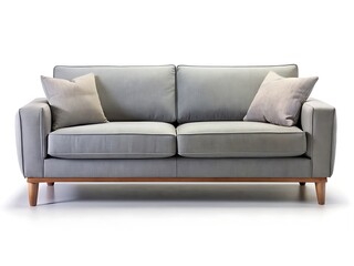 Modern Gray Sofa with Wooden Legs.