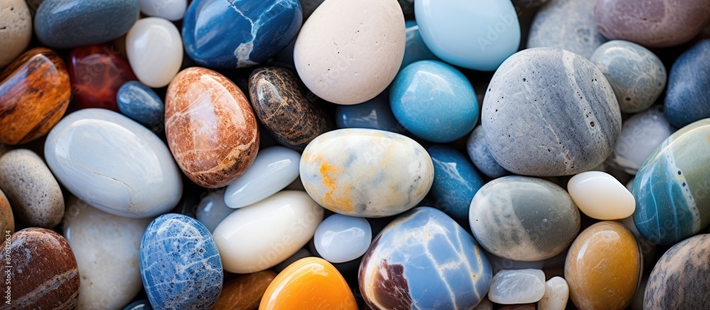 Aufkleber Macro photograph of a natural stone displaying a variety of colors against a backdrop with copy space image.