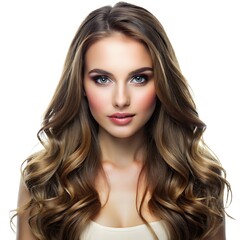 Naklejka premium Beautiful Woman with Long Brown Hair.