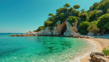 Fototapeta premium Secluded Cove with Crystal Clear Water.