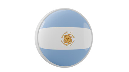 Argentine Republic, argentina, argentinian Circle flag icon . Transparent backgound. 3d rendered with alpha channel. Round shape. 	