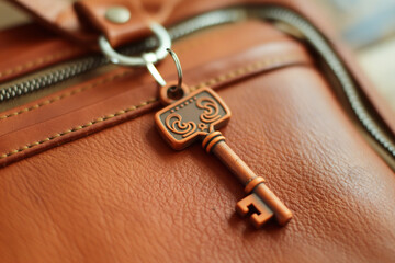 Adorned with swirling patterns, a tiny, intricate key rests on a worn leather satchel. Hints of a bustling bazaar linger in the air, a promise of exotic spices and untold stories.