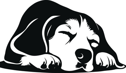 Dog Sleeping alone silhouette vector