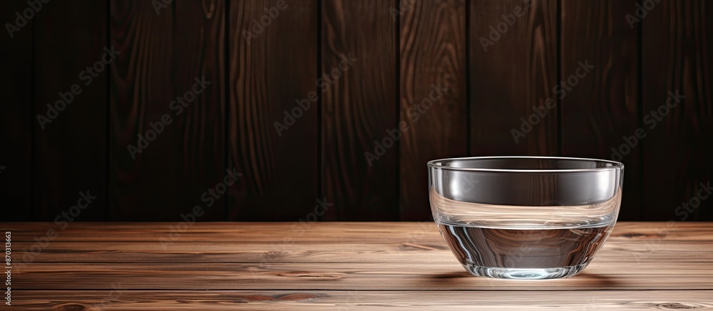 Aufkleber wooden table with a bowl of transparent water displayed, allowing for text in the copy space image.