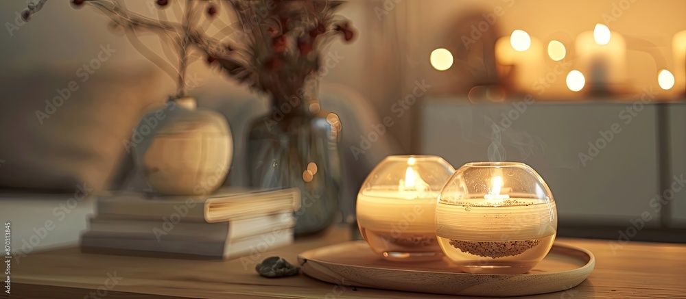 Poster Serendipity diffuser -  Interior Accessories Premium Aroma Candle Diffuser. with copy space image. Place for adding text or design