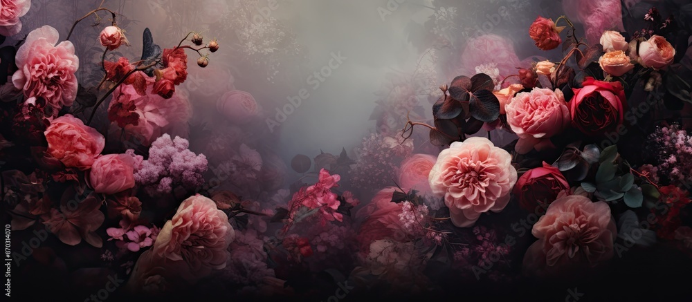 Aufkleber Create a natural backdrop or wallpaper idea using a floral nature image with empty space for text or graphics. with copy space image. Place for adding text or design
