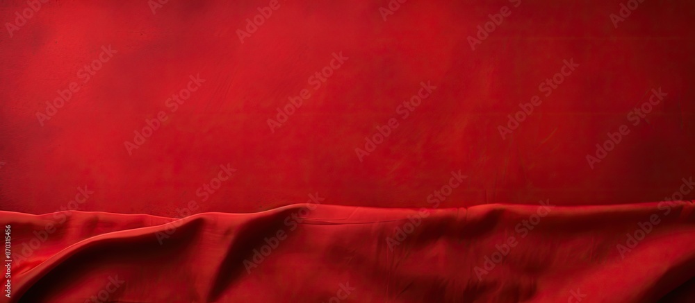 Aufkleber A top-down view of a red fabric's texture with a banner design and copy space image.