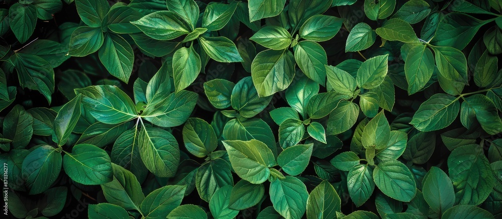 Poster A detailed view of verdant leaves in a natural setting with copy space image available.