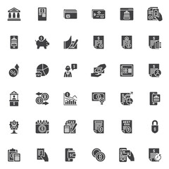 Banking and financial service vector icons set