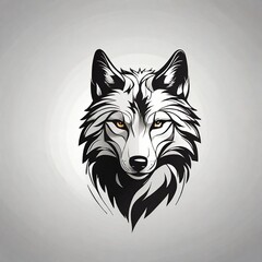 Simple Monochrome Wolf Head Illustration