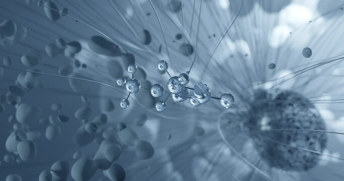 Dimethyl dicarbonate rotating molecular 3d structure ball-and-stick model, looped video e242