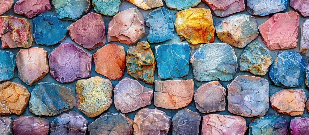 Poster colorful stone wall background. with copy space image. place for adding text or design