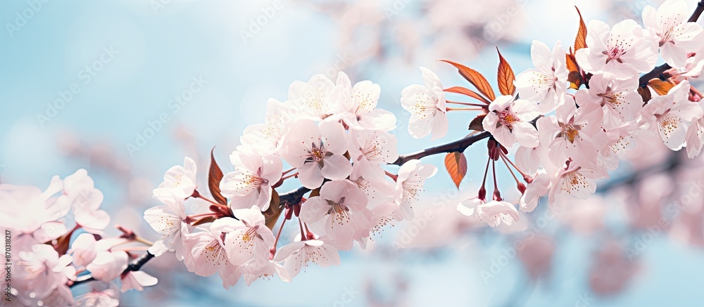 Canvas Prints spring cherry blossoms ideal for text overlay on copy space image.