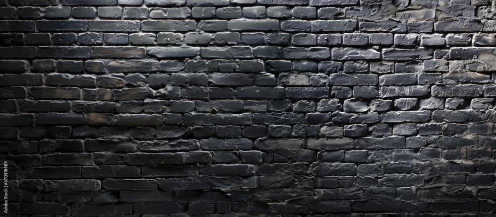Poster interior design template features grungy black brick wall texture background with ample copy space i