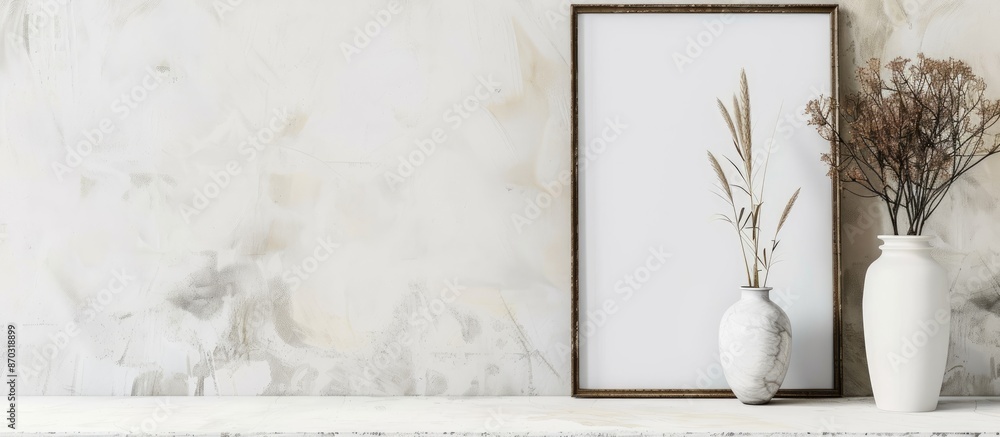 Fototapete a picture frame on a white. with copy space image. Place for adding text or design
