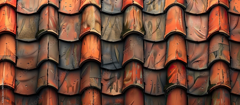 Poster neat arrangement of roof tiles. with copy space image. Place for adding text or design