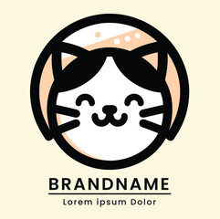 Minimalist and cheerful cat logo with a sleek and modern aesthetic perfect for digital products or online services