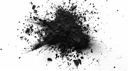 black chalk power spread isolated on white background