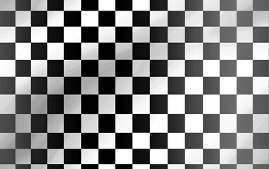 Fototapeta premium Monochrome digital illustration featuring a black and white checkerboard pattern, straight-on view, creating a high-contrast, symmetrical, and clean background.