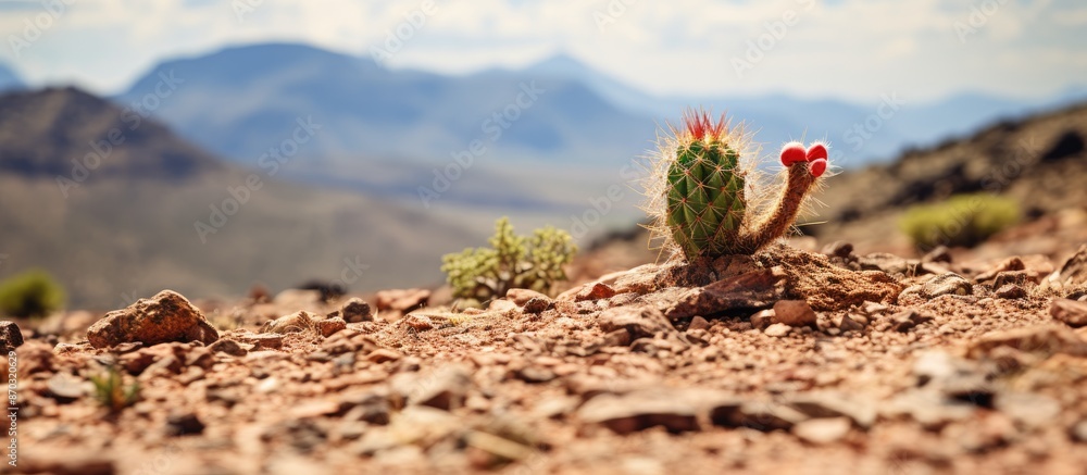 Aufkleber cactus on arid terrain with copy space image.