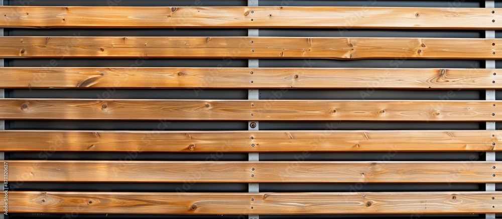 Poster modern wall covering with horizontal wooden slats creating a seamless pattern for background wallpap