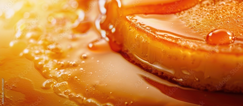 Aufkleber A detailed image showing caramel topping a tasty flan cake, with ample copy space for text or graphics.