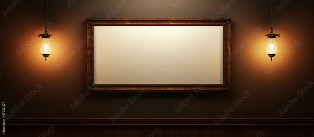Poster a thick photo frame with a blank interior, the image offers ample copy space bathed in the soft glow