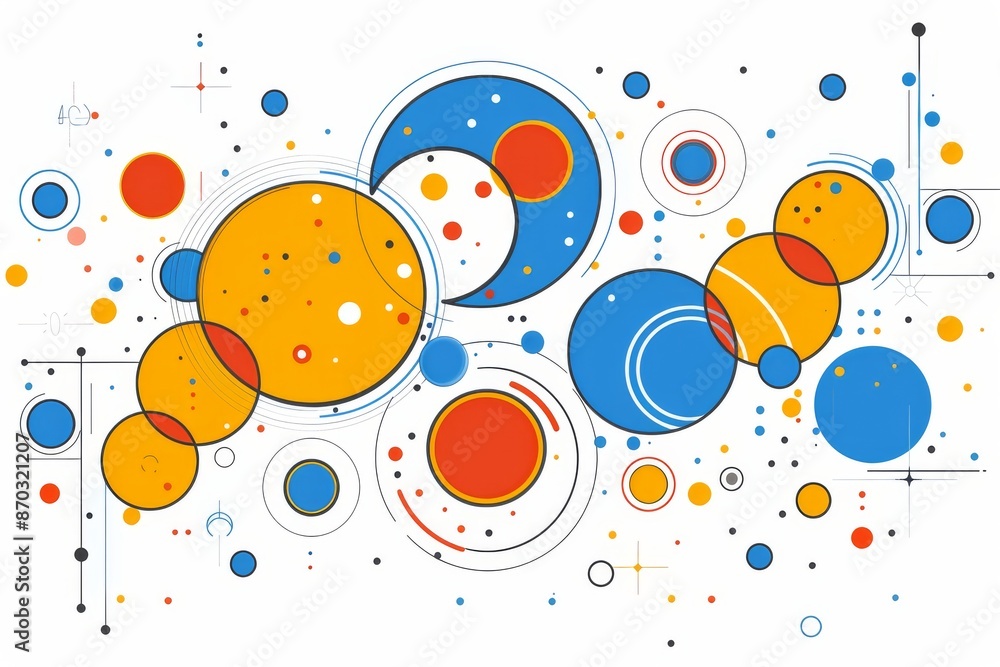 Poster geometric pattern with colorful circles and abstract shapes ideal for modern graphic designs and vib