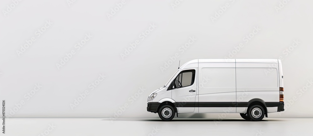 Poster white commercial vehicle isolated on white background. Copy space image. Place for adding text or design