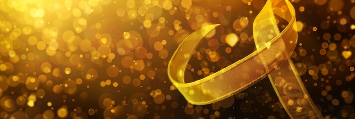 Appendix Cancer Awareness Month. Horizontal poster, free space for text. Yellow ribbon campaign. Symbol of Sarcoma, Bone Cancer Awareness, Suicide prevention, Endometriosis awareness