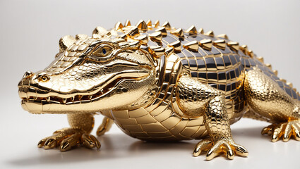 Obraz premium a golden alligator statue with black scales