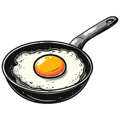 egg frying in a fry pan illustration