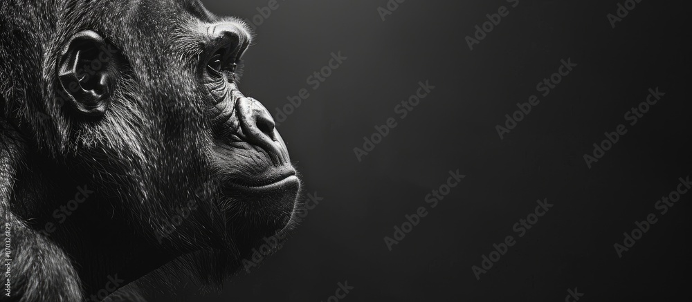 Aufkleber Black and white portrait of gorilla. Copy space image. Place for adding text or design