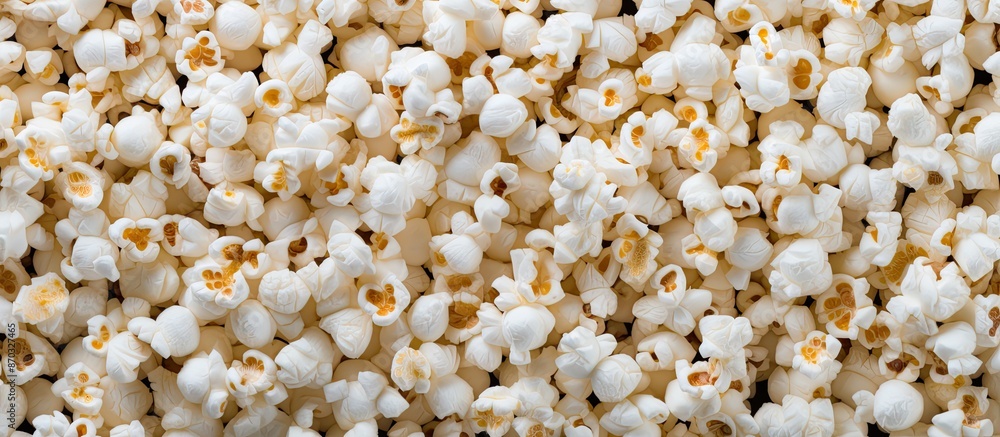 Aufkleber A background with grey tones showcasing a stock photo of popcorn includes ample copy space image.