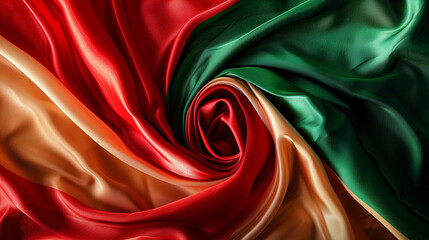 Obraz premium luxury silk texture with red and green of Portugal flag tone