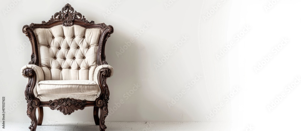 Poster Antique chair isolated on white. with copy space image. Place for adding text or design