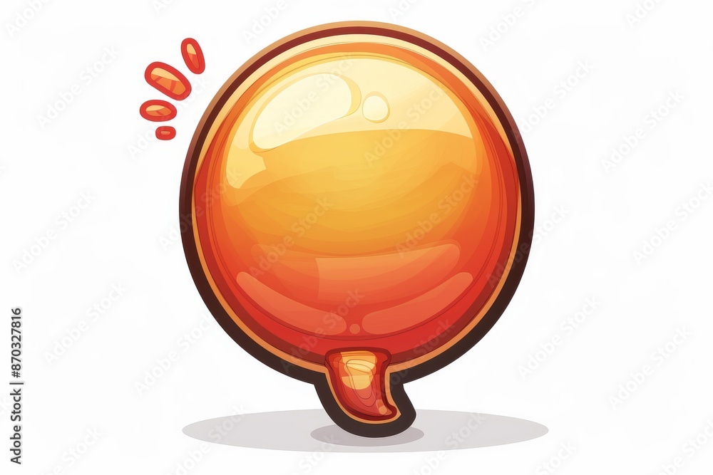 Poster glossy orange speech bubble with a reflective surface symbolizing communication and dialogue in a mo