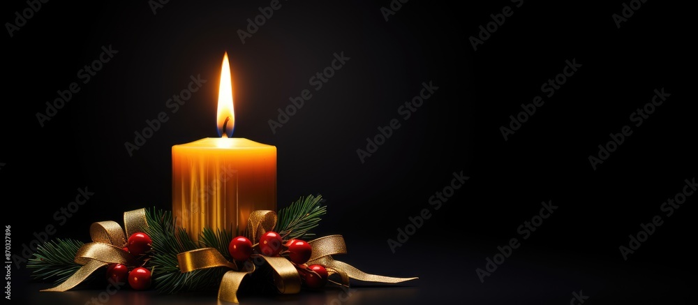 Aufkleber candle for advent and christmas displayed on a black background with copy space image.