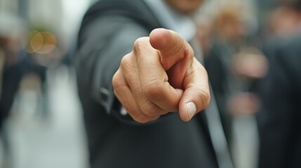 Businessman Directly Pointing Finger at Viewer