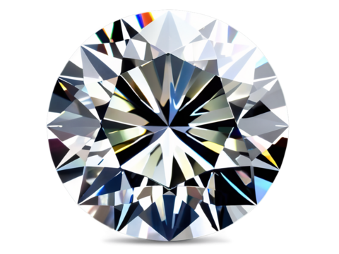 Vista superior de un diamante pulido, PNG.