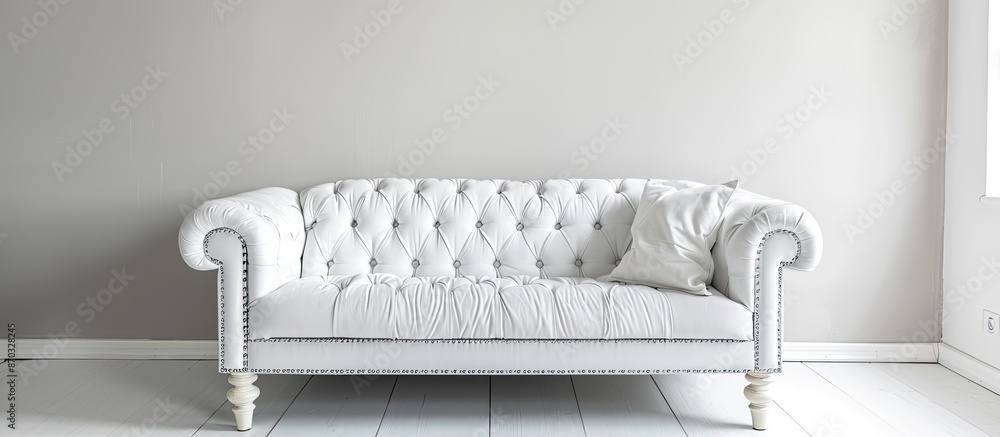 Poster elegant white sofa in modern living room interior. with copy space image. place for adding text or d