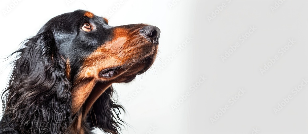 Poster gordon setter dog against a white backdrop with copy space image.