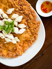 Omelet with crab on the table