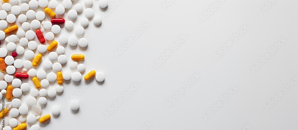 Poster Pills in white on a paper backdrop with available copy space image.