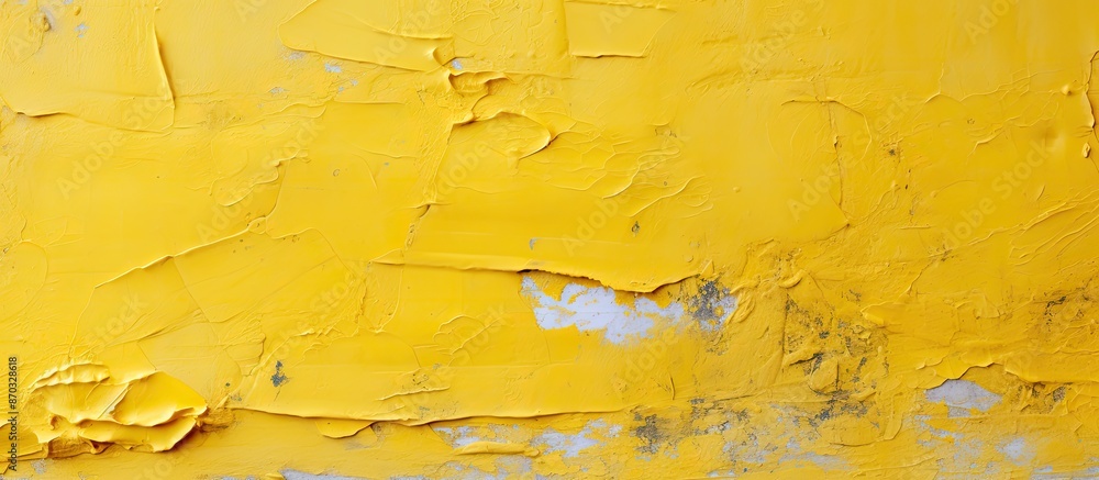 Poster texture of yellow paint peeling off a surface, suitable for a copy space image.